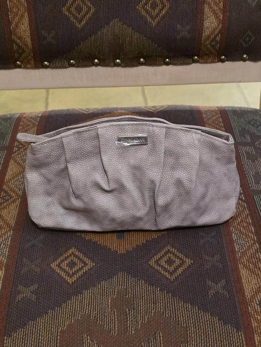 Giorgio Armani Parfums Vegan Taupe Leather Pouch Like New